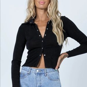 Princess Polly Elody Long Sleeve Top Black Size 4